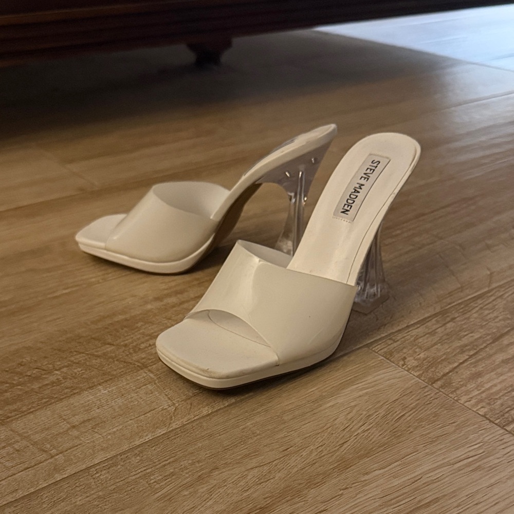 Steve Madden White and Clear Heels
